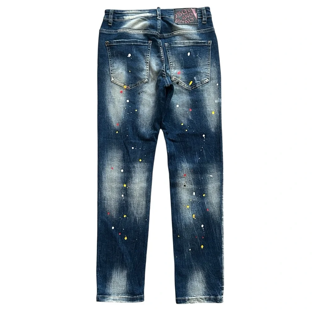 Dsquared2 Jeans 46 Blue Distressed Slim Button Fly Designer Denim Italy